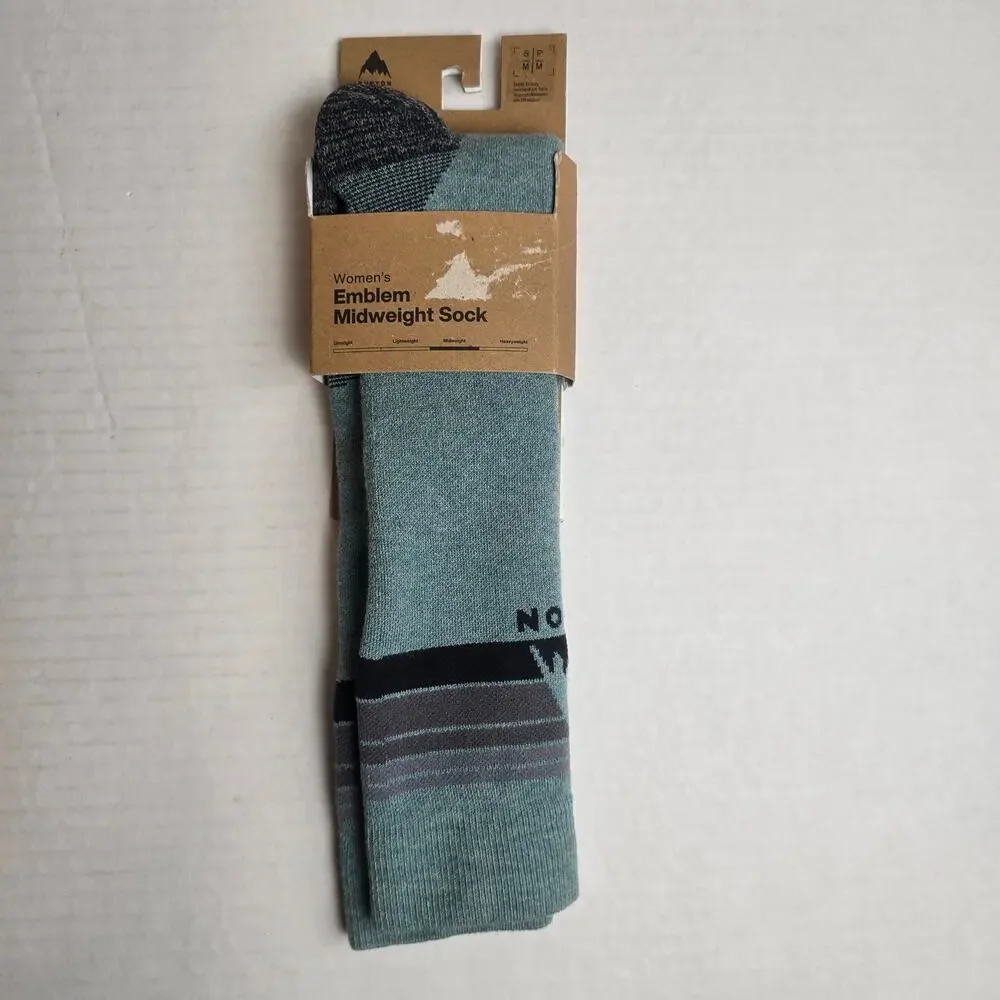 Burton Womens Size S/M (4-6.5) Emblem Midweight Socks Petrol Green